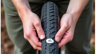 Hands demonstrating how to patch a bike tire